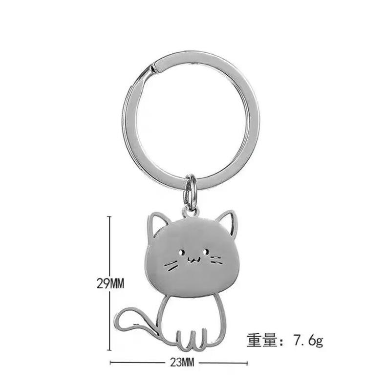 Креативный брелок-брелок из нержавеющей стали с мультяшным котенком, простой и модный, милый кулон для сумки в виде пары кошек