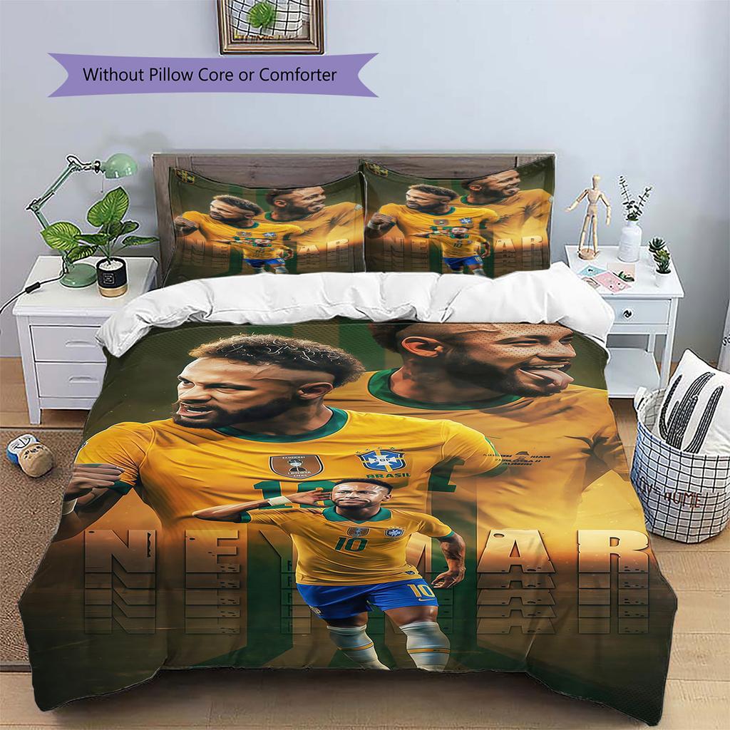 Neymar Jr Pattern Bedding,Quilt Set Quilt Cover Pillowcase Home Birthday Gift(1 * duvet cover + 2 * pillowcase, without core)