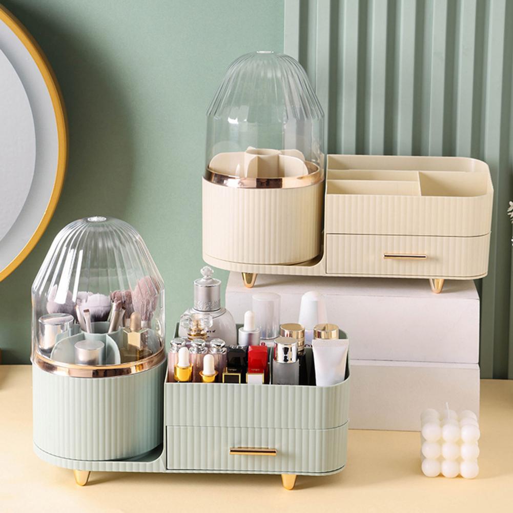 Rotating Cosmetic Storage Box 360-degree Rotating Makeup Organizer with Drawer for Capacity Cosmetic Storage Eyeshadow Lipstick