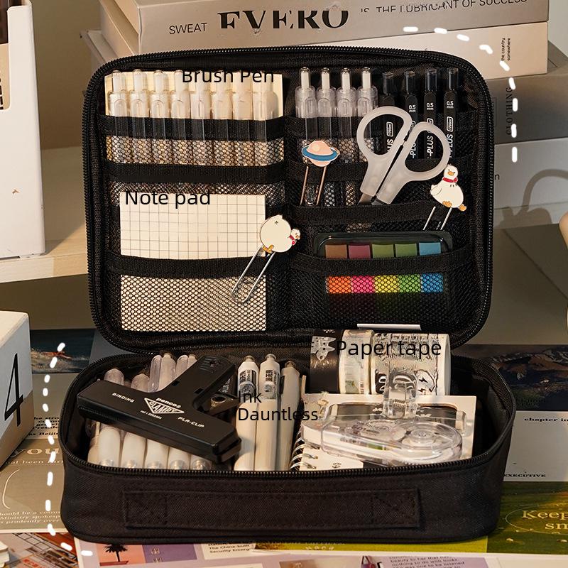 Синий Фруктовый Прозрачный Гигантский Пенал в Японском Стиле - Портативный Органайзер для Школьных Канцелярских Принадлежностей