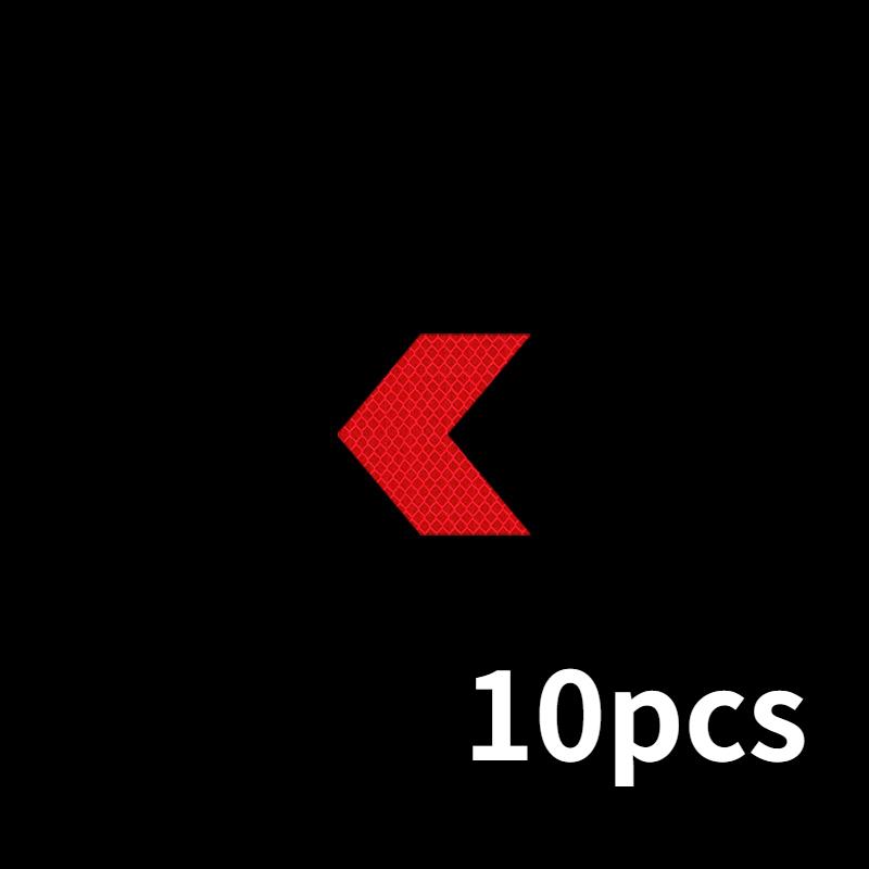 10pcs Reflective Arrow Sign Tape Warning Safety Sticker Night Driving Reflector Decals Body Sticker Auto Exterior Accessories