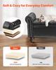 Button-Tufted Storage Ottoman Bench, Rolled Arm PU Leather Bench with Solid Wood Legs, Modern Shoe Benches Seat for Entryway, Upholstered End of Bed