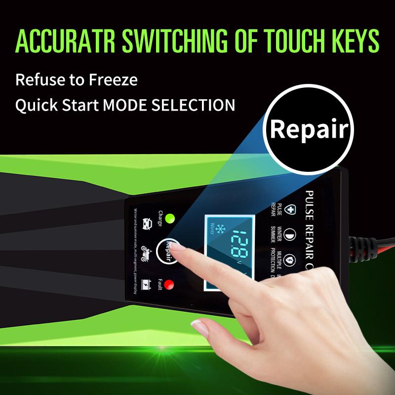 12 В 10 А автомобильное зарядное устройство для аккумулятора Автоматическое интеллектуальное зарядное устройство для аккумулятора с сенсорным ЖК-дисплеем Импульсные ремонтные зарядные устройства для сухих и влажных свинцово-кислотных аккумуляторов