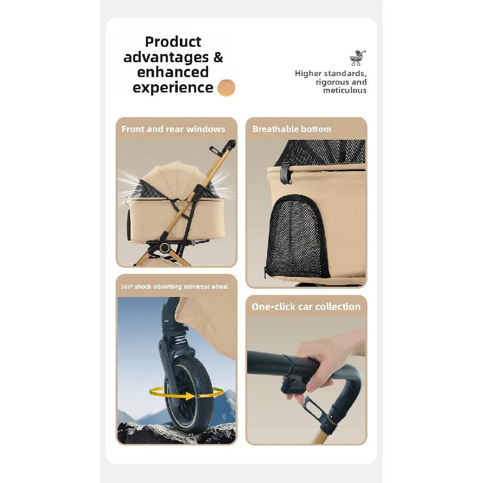 One Click Folding Pet Stroller Outdoor Cat Dog Portable Lightweight Stroller for Dog Dog Stroller Stroller for Dog Pet Stroller