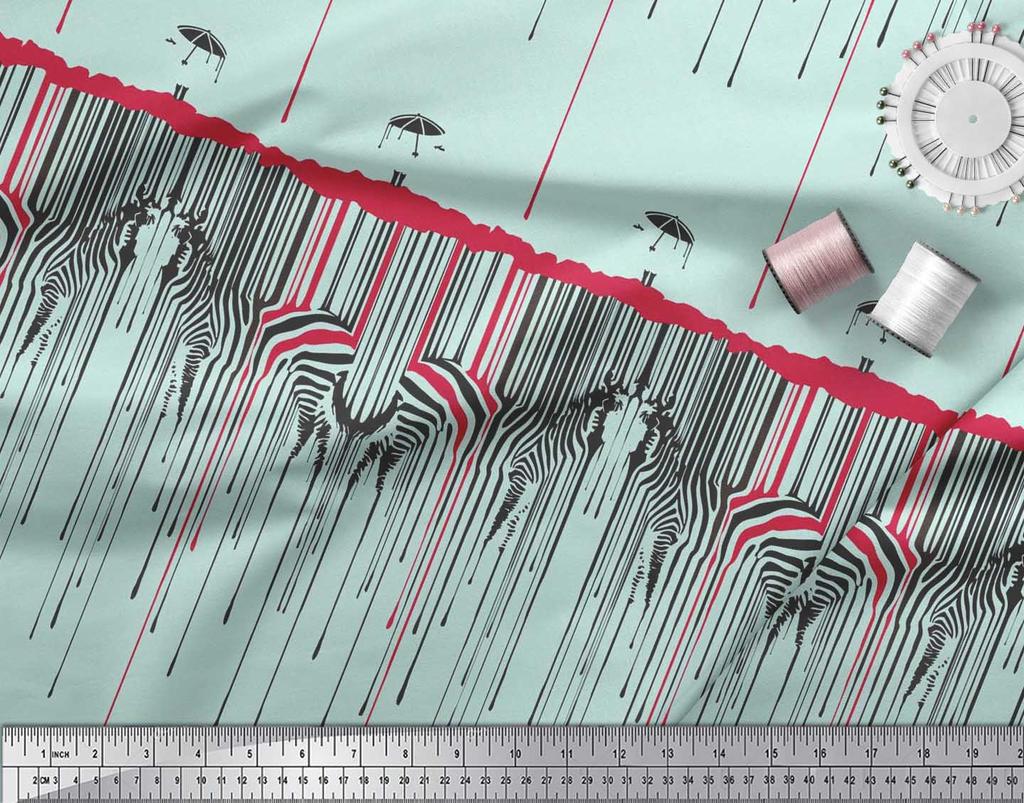 Soimoi Японский креп-сатин, ткань с принтом в виде зонтика и кожи зебры, 42 дюйма по метрам