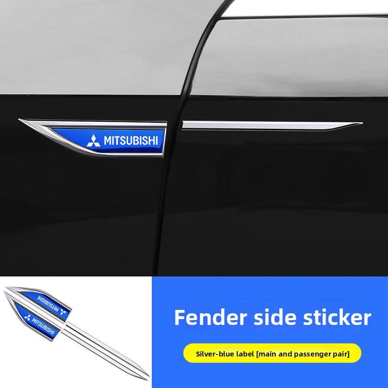 jbvr8 Car Metal Door Side Fender Logo Sticker Emblems Decals For Mitsubishi Outlander Lancer ASX Eclipse Pajero EVO Triton Attrage
