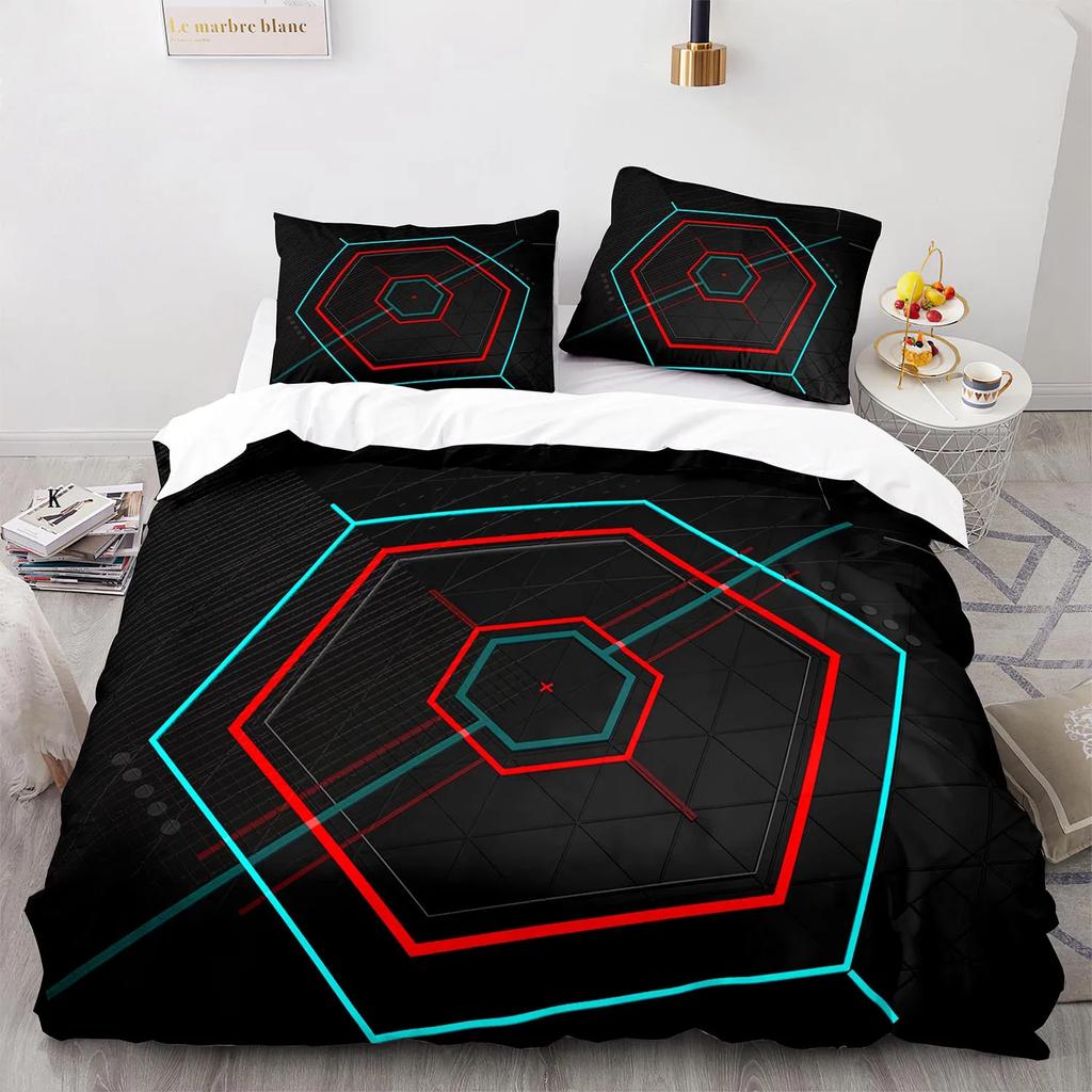 Geometry Line Duvet Cover Colorful Pattern for Children Teens Boys Adult Abstract Art Quilt Cover for Bedroom Decorations Queen