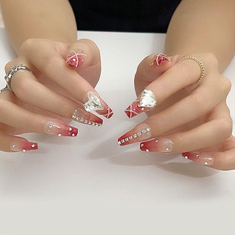 24pcs Press On Nails French Long and Short Square Almond Full Cover False Nail Fake Nails