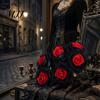 Искусственное Цветочное Композиция, Искусственный Цветок Розы, Готический Черно-Красный Шелк с Замшевыми Лепестками, Длинный Стебель для Хэллоуина, Центральная Композиция для Дома и Свадьбы