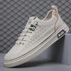 2024 Men's Spring White Casual Sneakers - Trendy, Breathable, Soft Leather All-Match Sports Shoes.