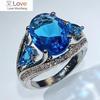Роскошные женские кольца на годовщину с ярко-голубым цирконием, великолепные женские аксессуары для вечеринок, изысканные дизайнерские украшения