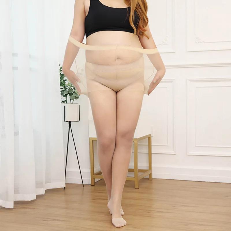 Большие размеры плюс эластичные черные сексуальные колготки с высокой талией женские открытые чулки без вырезов колготки для женщин больших размеров