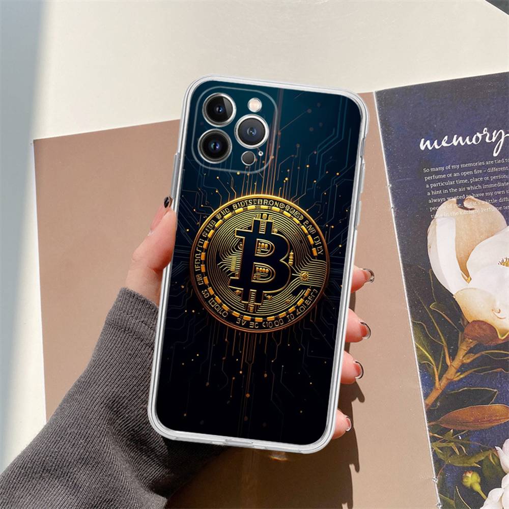 Чехол для телефона Bitcoin для iPhone 17 16 15 14 13 12 11 Pro Max Plus Мягкий чехол Персонализированный Сделай сам