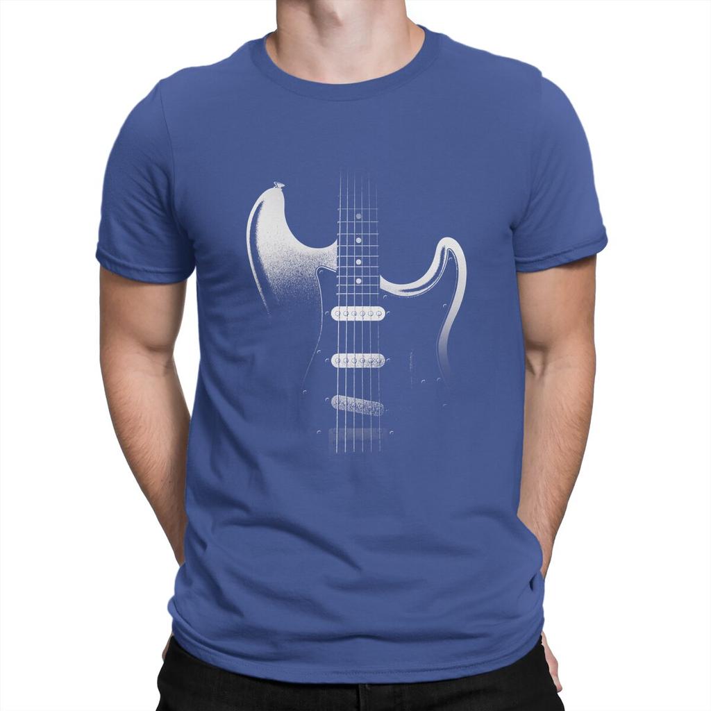 Guitar In Darkness Classic TShirts for Unisex Bass Guitar Rock Music Casual Pure Cotton Tees Crewneck T Shirt Graphic Clothing