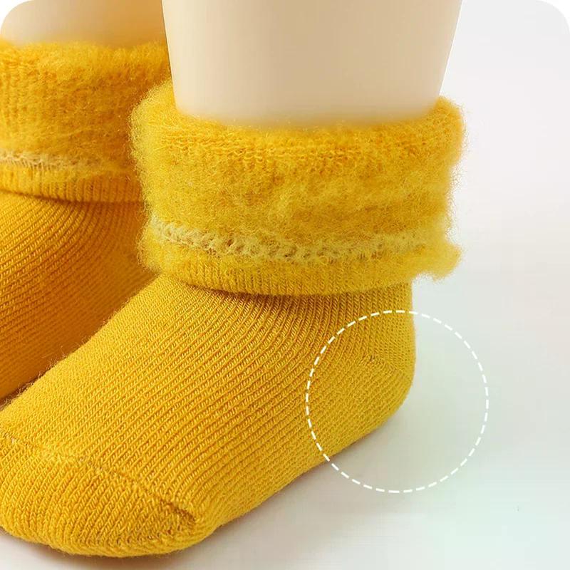 Winter Newborn Warm Sock Simplicity Candy Color Series Calf Sock for Baby Boy Girl Autumn Thermal Cotton Plush Sock for Toddler