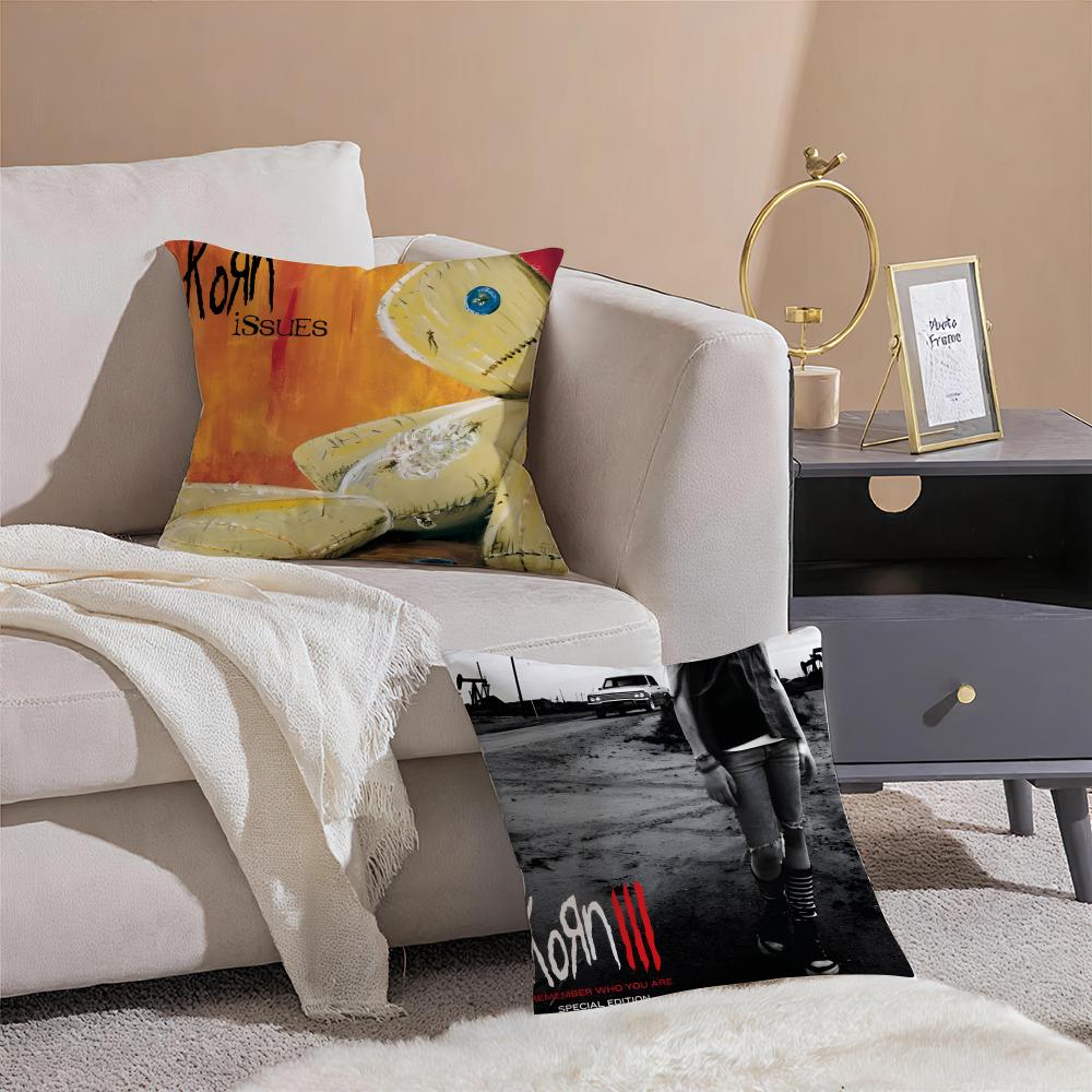 Hot Metal American Band Album Kkorn Cushion Cover Pillowcase Short Plush Invisible zipper Room Sofa Cushion Cover