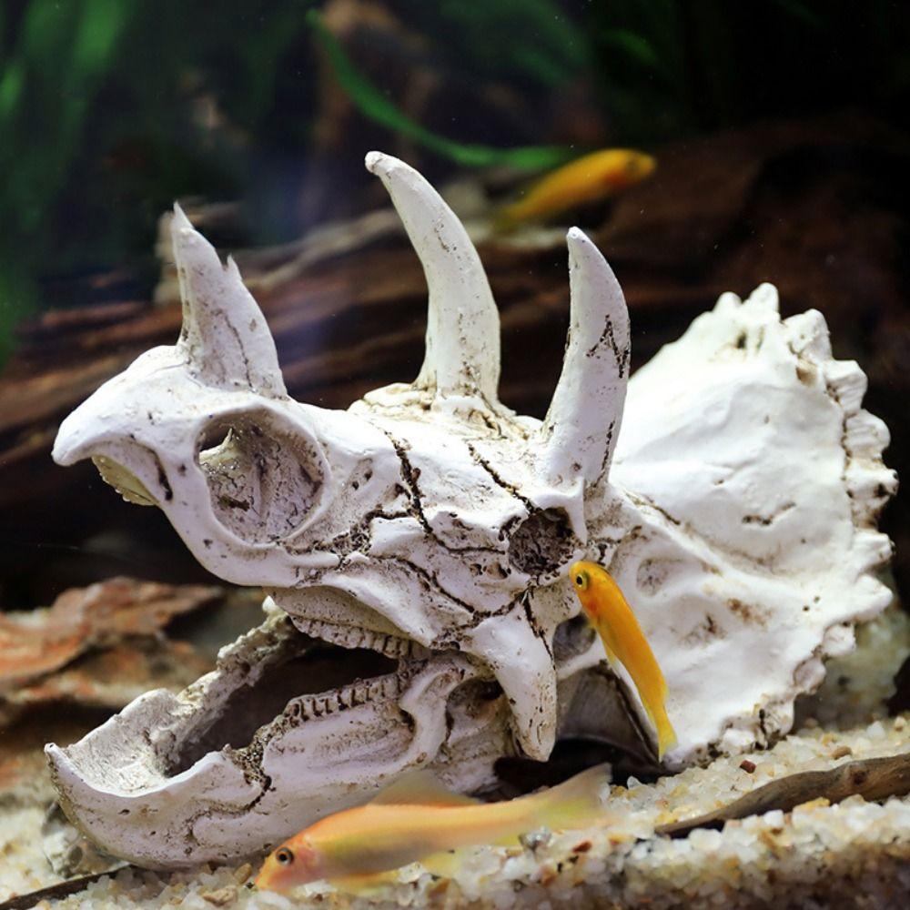 Resin Simulated Dinosaur Skull Decorative Animals Skull Decoration Fish Hiding House  Fish Tank