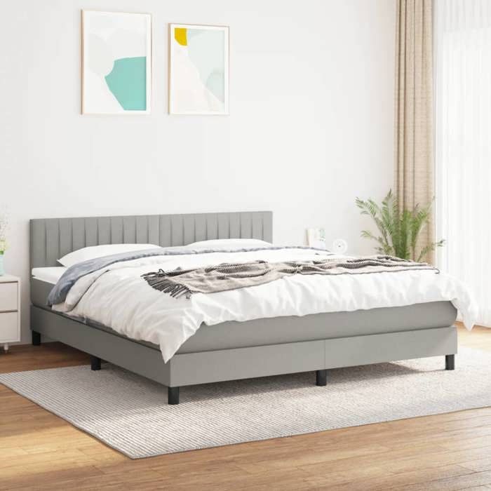 Maison Exclusive - Sommier à lattes de lit avec matelas Gris clair 180x200cm Tissu