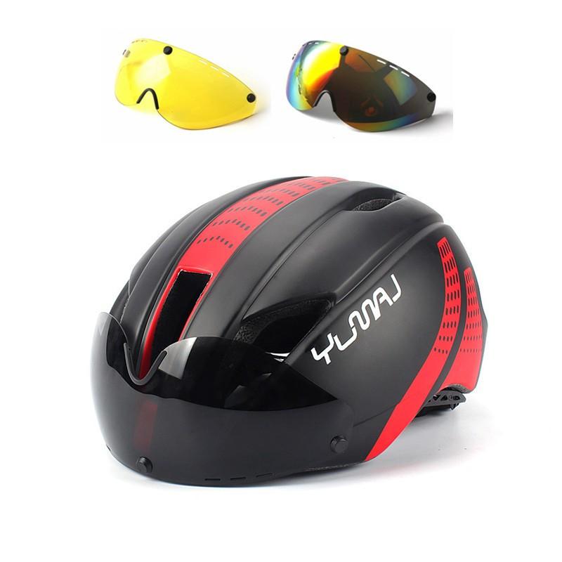 YUMAJ Aero Lightweight Cycling Helmet Road Bike Riding Half Shell Design CE CPSC Certified Black Red M/L
