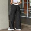Ladies' Fashionable Side Striped Straight Leg Pants With Elastic Waist Pocket, Casual Sports Pants