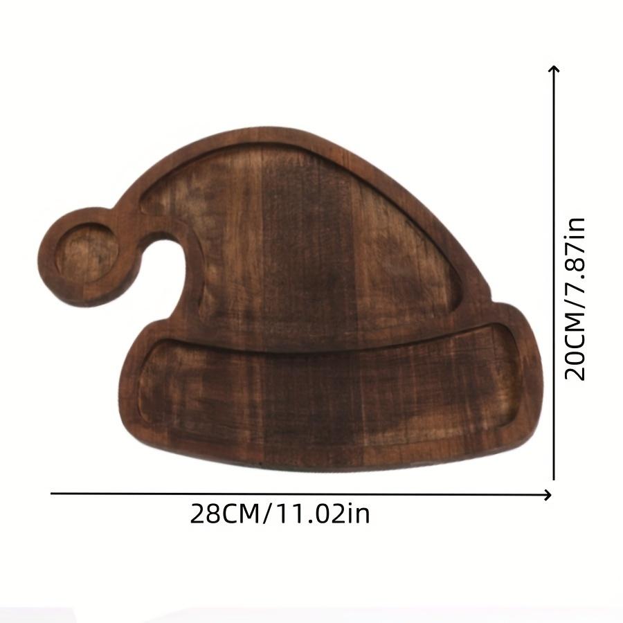 1pcChristmas Tree Plate Cute Christmas Hat Divided Snack Plate Party Wooden Fruit Candy Chocolate Plate Cake Dessert Divided Woo