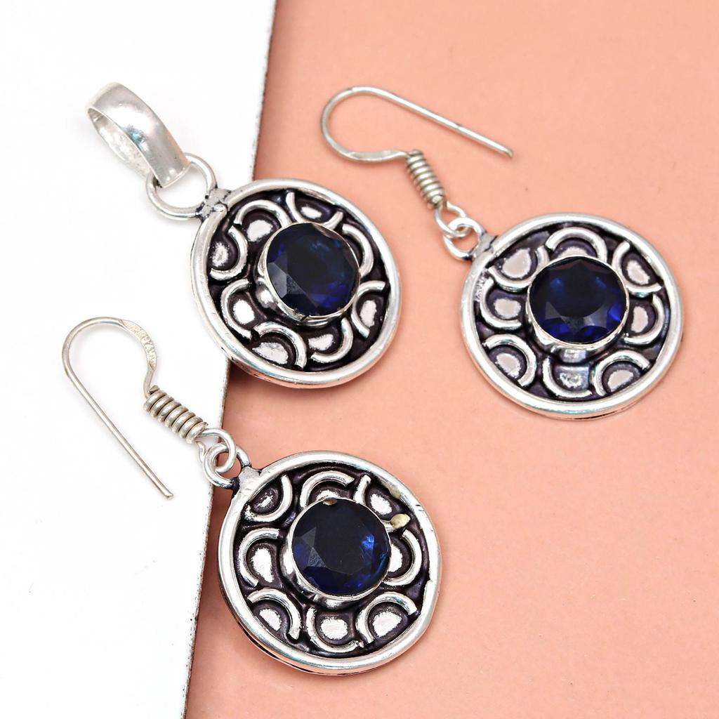 Комплект ювелирных изделий из танзанита, кварцевый драгоценный камень, подвеска, ожерелье 18-20 дюймов