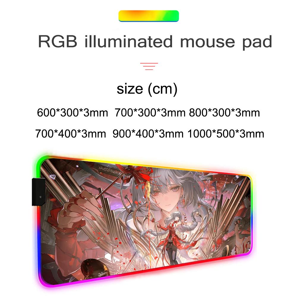 Phrolova wuthering Коврик для мыши RGB Игровой коврик для мыши Большой светодиодный коврик Настольный коврик для ПК Светящийся коврик для мыши Большие коврики для клавиатуры Настольный ковер С