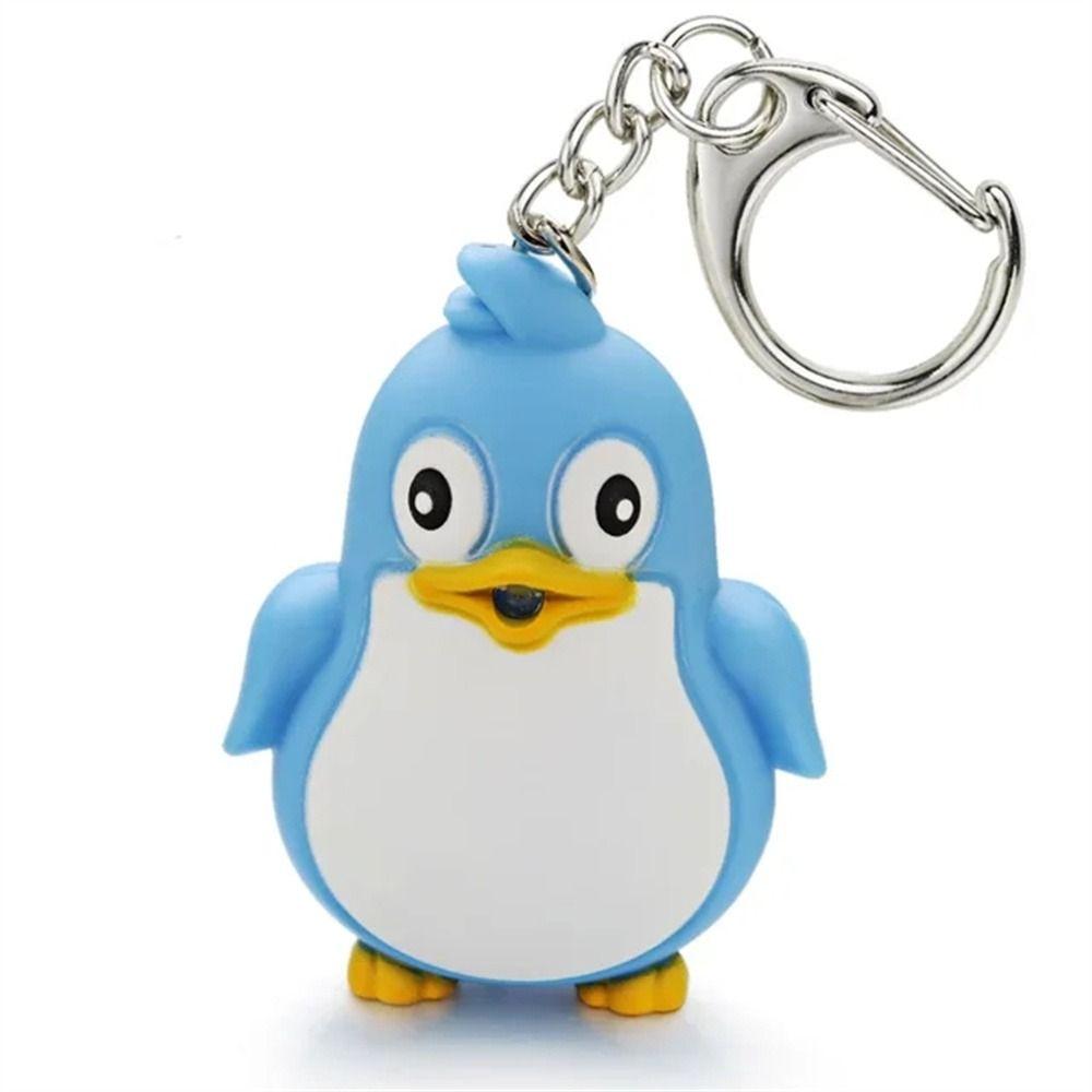 Брелок со светодиодным фонариком в виде забавного животного-пингвина, брелок со звуком и светом, детская игрушка