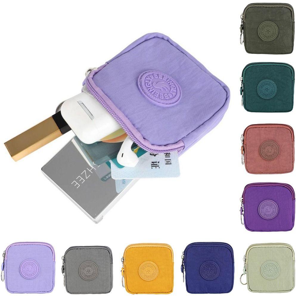 Waterproof Short Zipper Coin Purse Nylon Simple Storage Bag Portable Double-layer Wallet  Outdoor