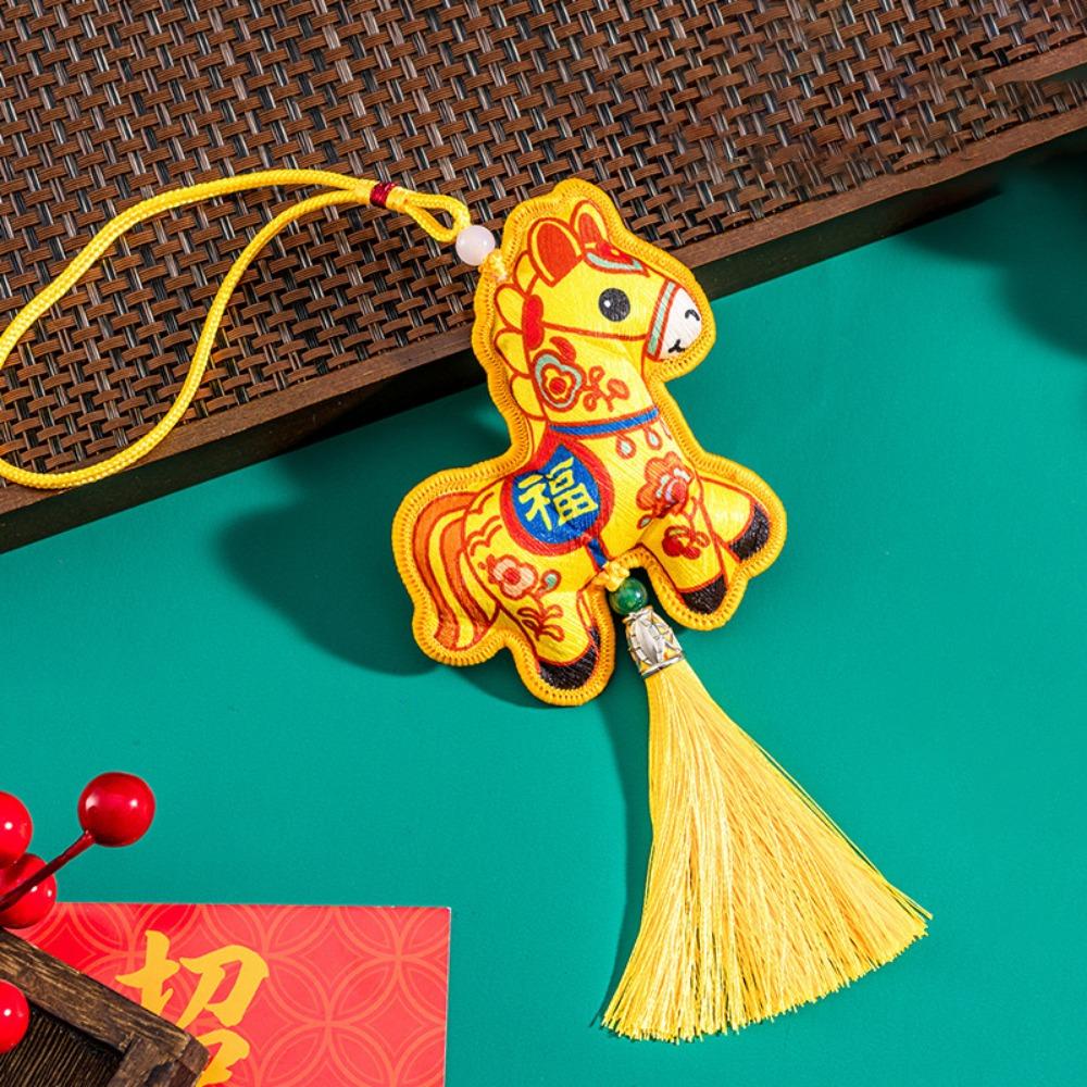 Embroidery Zodiac Mascot Pendant Blessing Car Hanging Pendant Horse Incense Bag  Spring Festival
