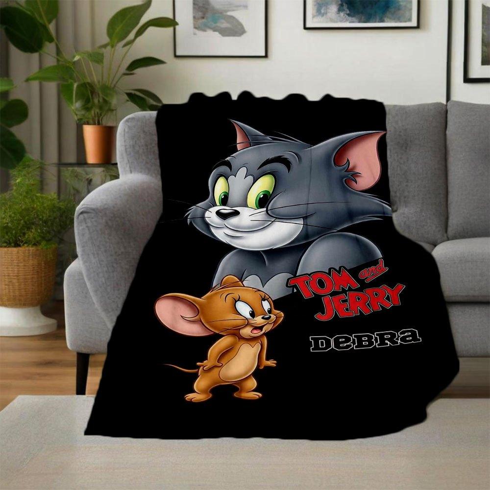 Tom and Jerry Phone WallpaperBlanket Flannel Throw Blanket for Sofa, Bed, Travel, Camping, Office