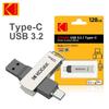 Kodak K273 USB Flash Drive Metal USB 3.2 Pendrive Type C OTG 32GB/64GB/128GB/256GB for Keys Cle Usb for Smartphone