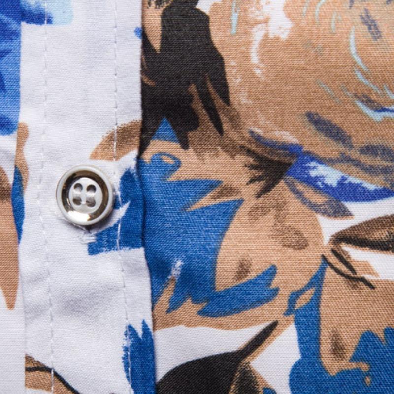 Мужская повседневная рубашка с длинным рукавом большого размера с цветочным принтом.