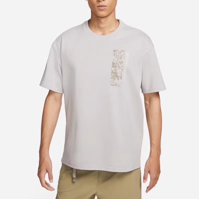 Nike ACG Collection Quick-Dry Breathable Regular Fit Round Neck Short Sleeve T-Shirt with Back Print Men Tops Light-Iron FJ1126-012