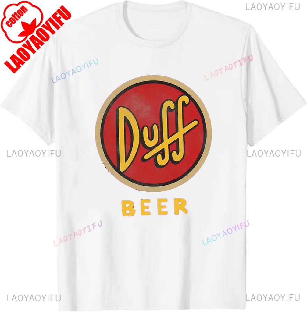 Унисекс футболка Duff Beer Подарок для фаната Бар Мо Выпивка Гомер Симпсон Даффмен Одежда Смешная футболка по ТВ-шоу Винтажный мультяшный мерч хлопок