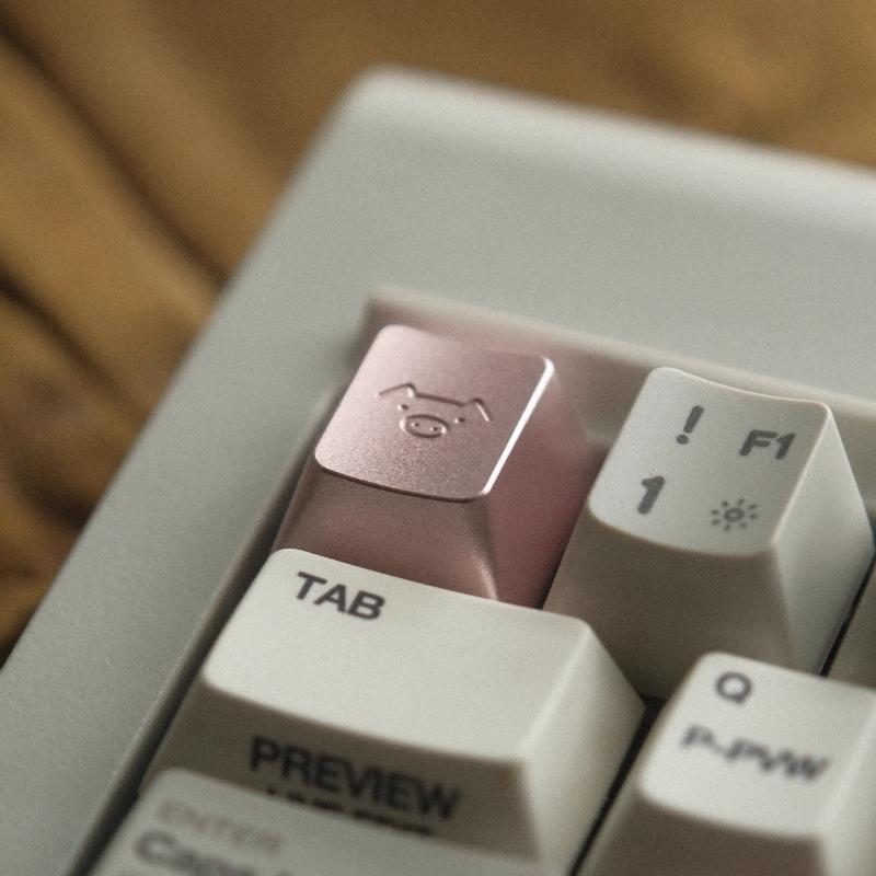 Piggy Custom Keycaps Aluminum Alloy Metal Cherry Profile R4 Height Keycaps Minimalist Keycaps Mechanical Keyboard Accessories