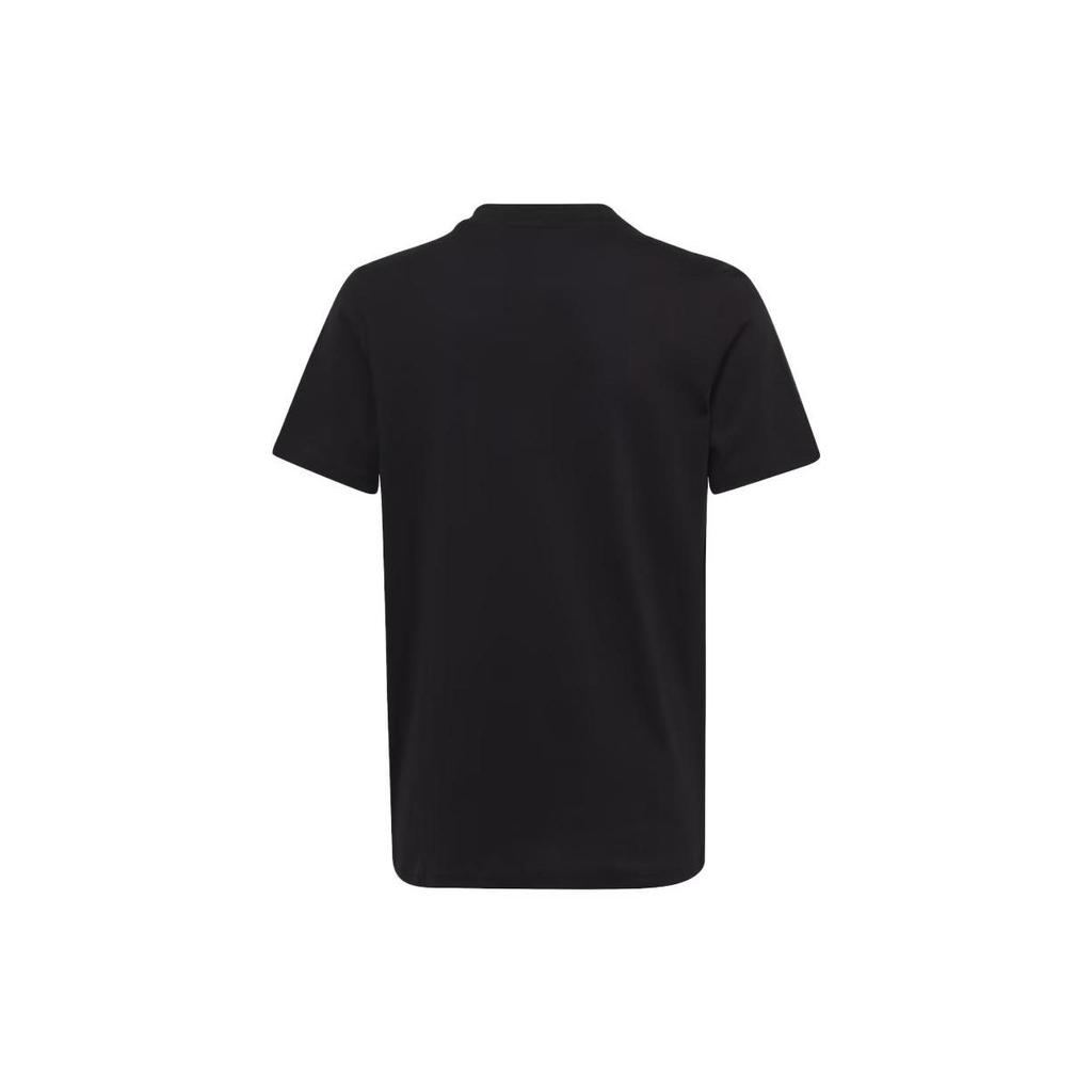 adidas Футболка с круглым вырезом, с коротким рукавом, с надписью, черная, детская, топы IC6855