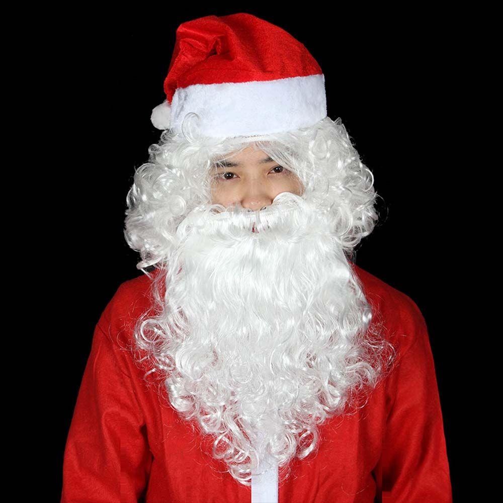 Mascot Costume Children Adult Cosplay Props Santa Claus Beard White Wig Christmas Accessories
