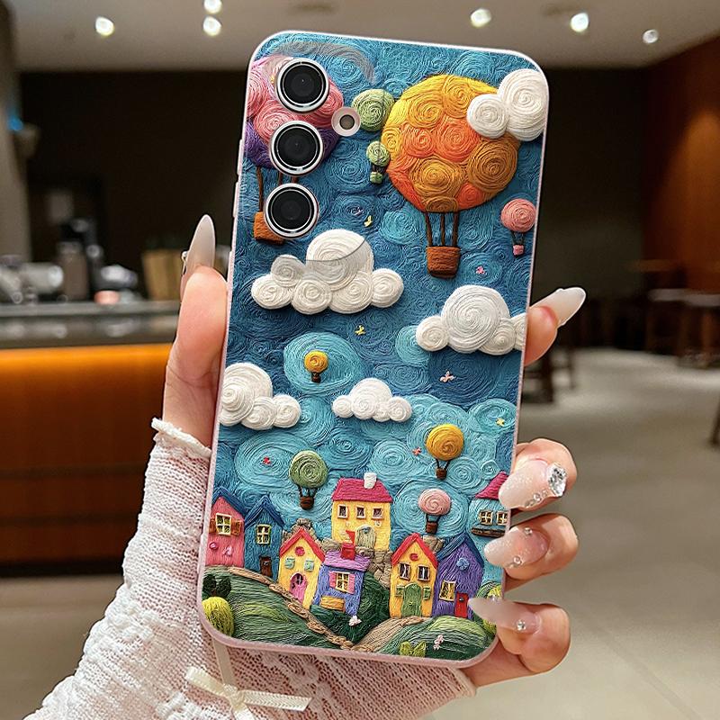 Чехол для Samsung Galaxy S25Edge S26 S24 S23 S22 Ultra S26 Plus S25 FE с рисунком «Горный пейзаж» Текстура кожи ТПУ Чехол для телефона