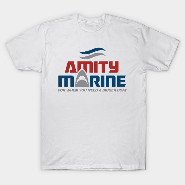 Мужская черная футболка с принтом Amity Marine, печать на трансферной бумаге без вырезания, хлопковая футболка - Летняя мужская хлопковая футболка с графическим принтом