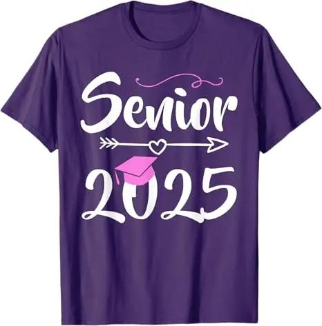 Senior 2025 Pink Tassel Class Of 2025 Graduate Graduation Tshirt Letters Printed Saying Tee Top Schoolwear Clothes Novelty Gift