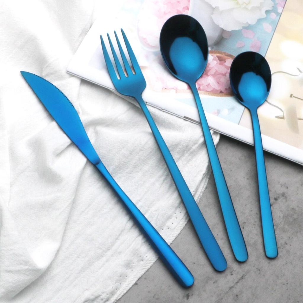 5/10/20 Pcs Colorful Dinnerware Cutlery Set 304 Stainless Steel Flatware Set Mirror Knife Fork Spoon Tableware Set Kitchen Silverware