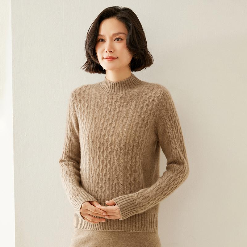 Women's Cashmere Sweater Qinghe Cashmere 100% Cashmere Autumn and Winter Cashmere Thickened Pullover Soft and Warm