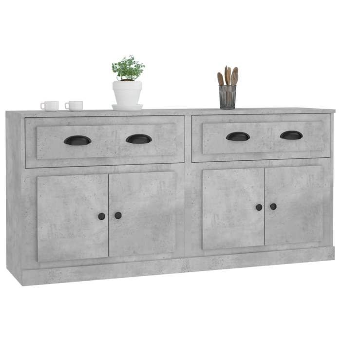 Buffet - Maison Exclusive - 2 pièces - Gris béton - Bois d'ingénierie