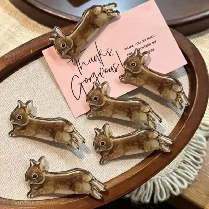 4pcs Korean Sweet Cute Acrylic Rabbit Hair Clip for Women Harajuku Vintage Hairpin Fashion Aesthetic Hair Accessories Girls Gift