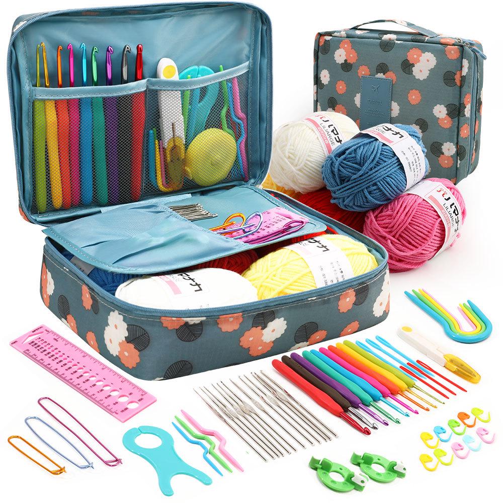 Beginner Crochet Kit with Multi-color Storage Bag and Yarn Accessories