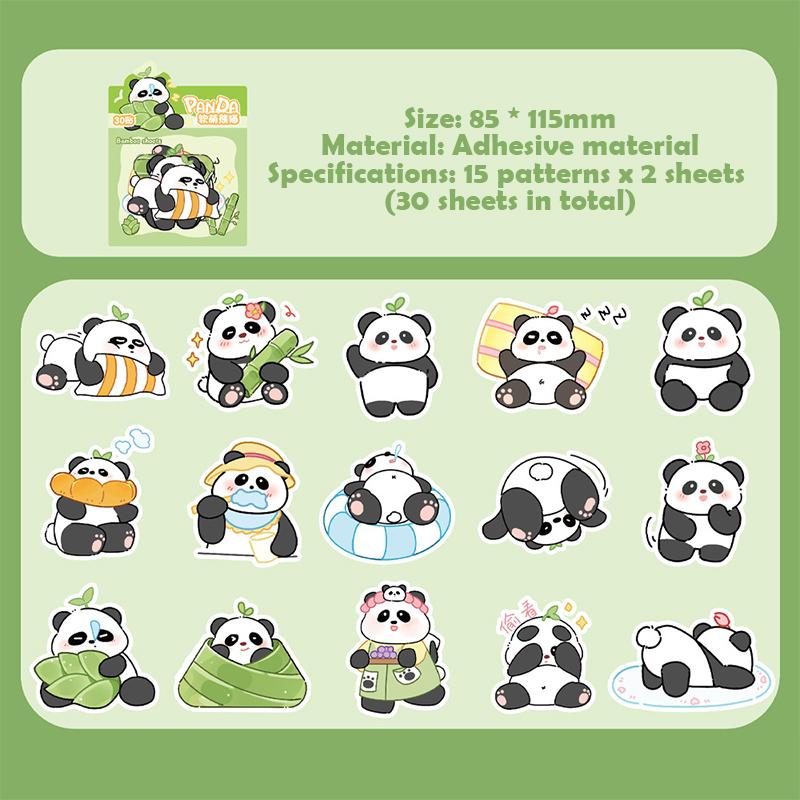30 шт. наклейки с пандой для ноутбука, украшения для альбома, граффити, наклейки для скейтборда, ноутбука, водонепроницаемые наклейки для игрушек своими руками, декоративные наклейки