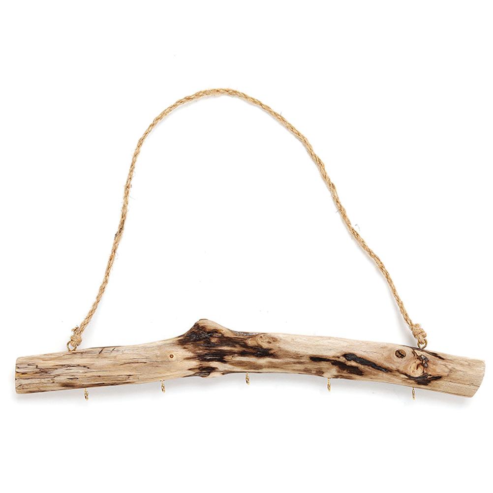Unique Natural Driftwood Branches Wall Hanging Jewelry Organizers with 5 Hook Necklace Earrings