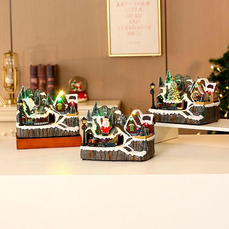 Вращающаяся светящаяся музыкальная рождественская полирезиновая фигурка, сценический декор для отелей и ресторанов