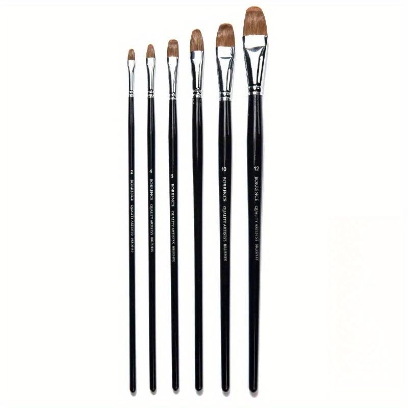 6 отборных кистей для рисования с плоской головкой из волчьей шерсти, масляная живопись, керамические принадлежности для рисования, специальные акриловые кисти для взрослых